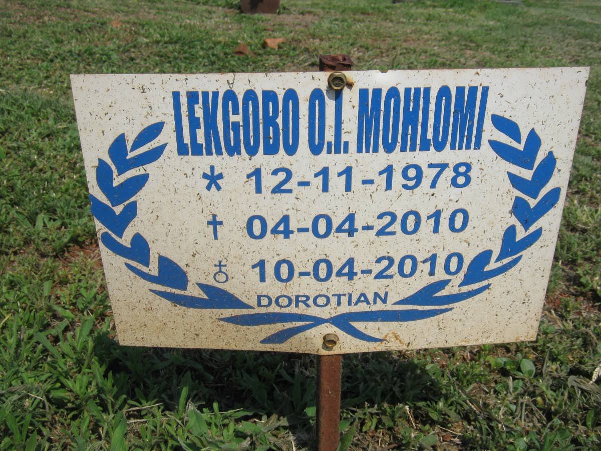 MOHLOMI Lekgobo O.I. 1978-2010