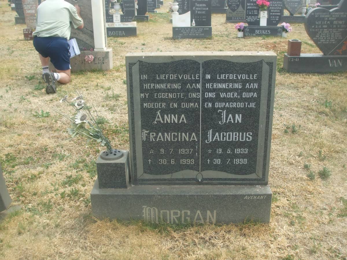 MORGAN Jan Jacobus 1933-1998 &amp; Anna Francina 1937-1993