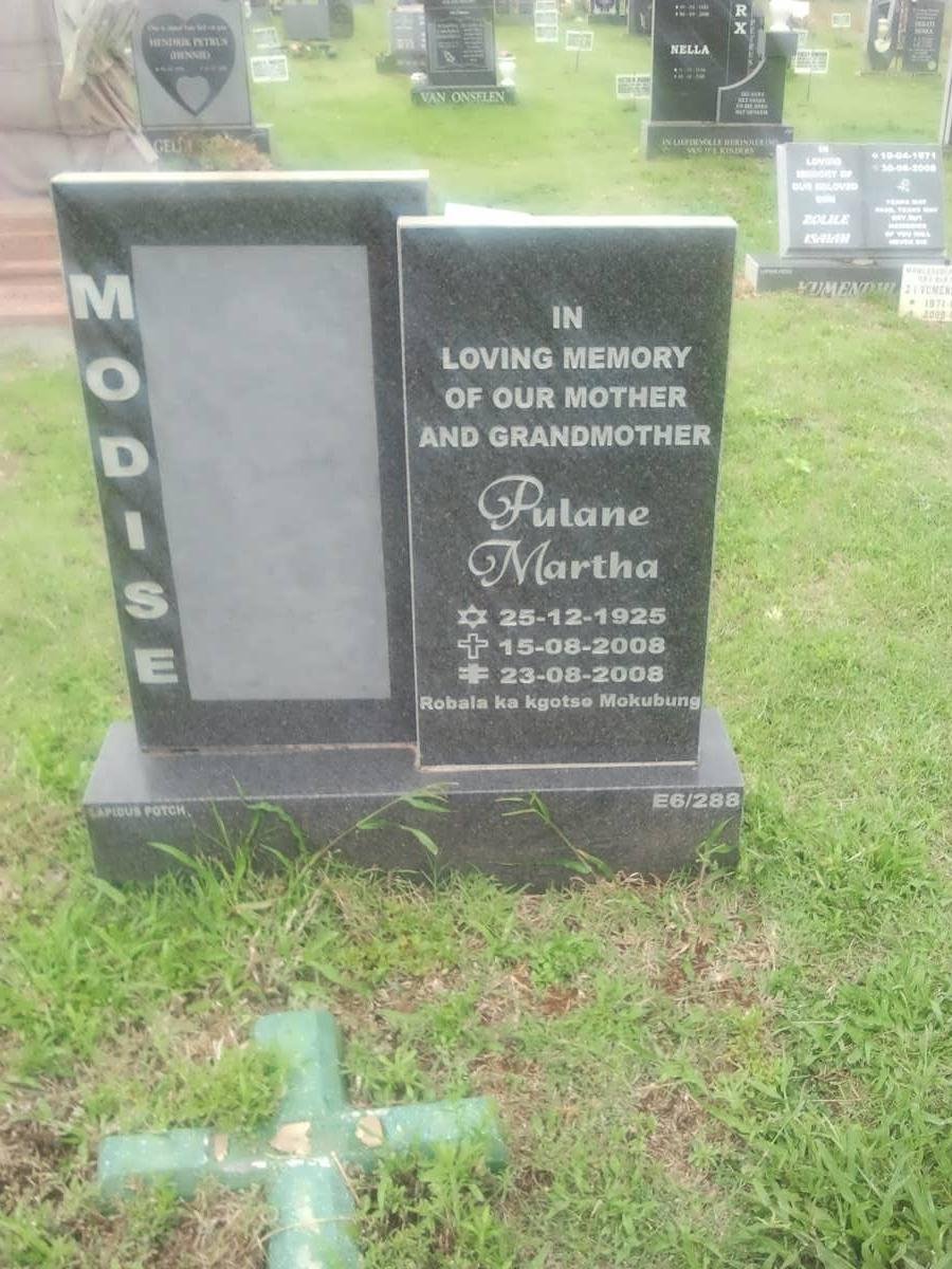 MODISE Pulane Martha 1925-2008