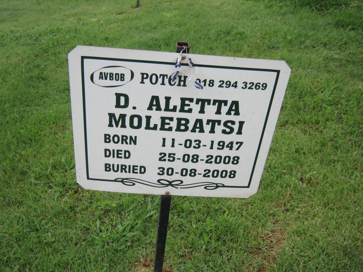 MOLEBATSI D. Aletta 1947-2008