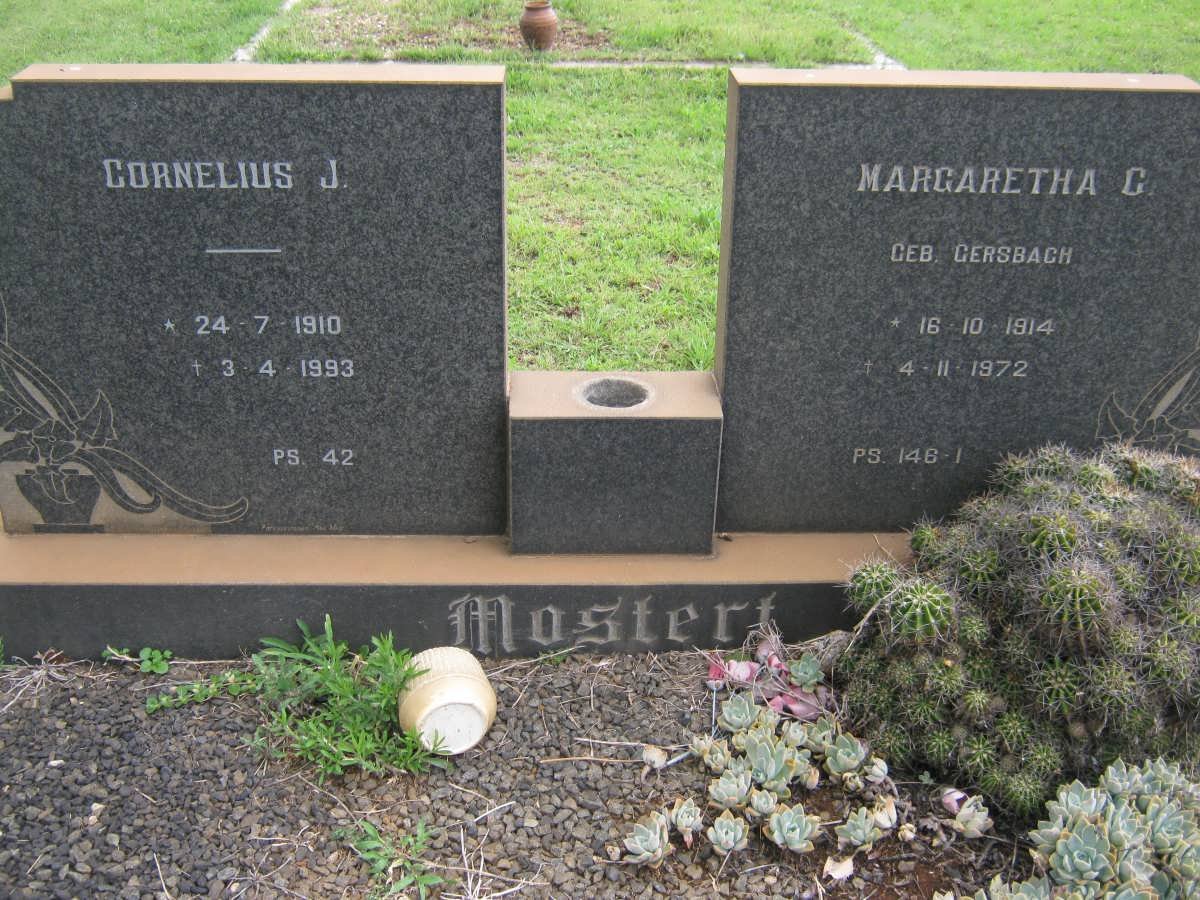 MOSTERT Cornelius J. 1910-1993 &amp; Margaretha C. GERSBACH 1914-1972