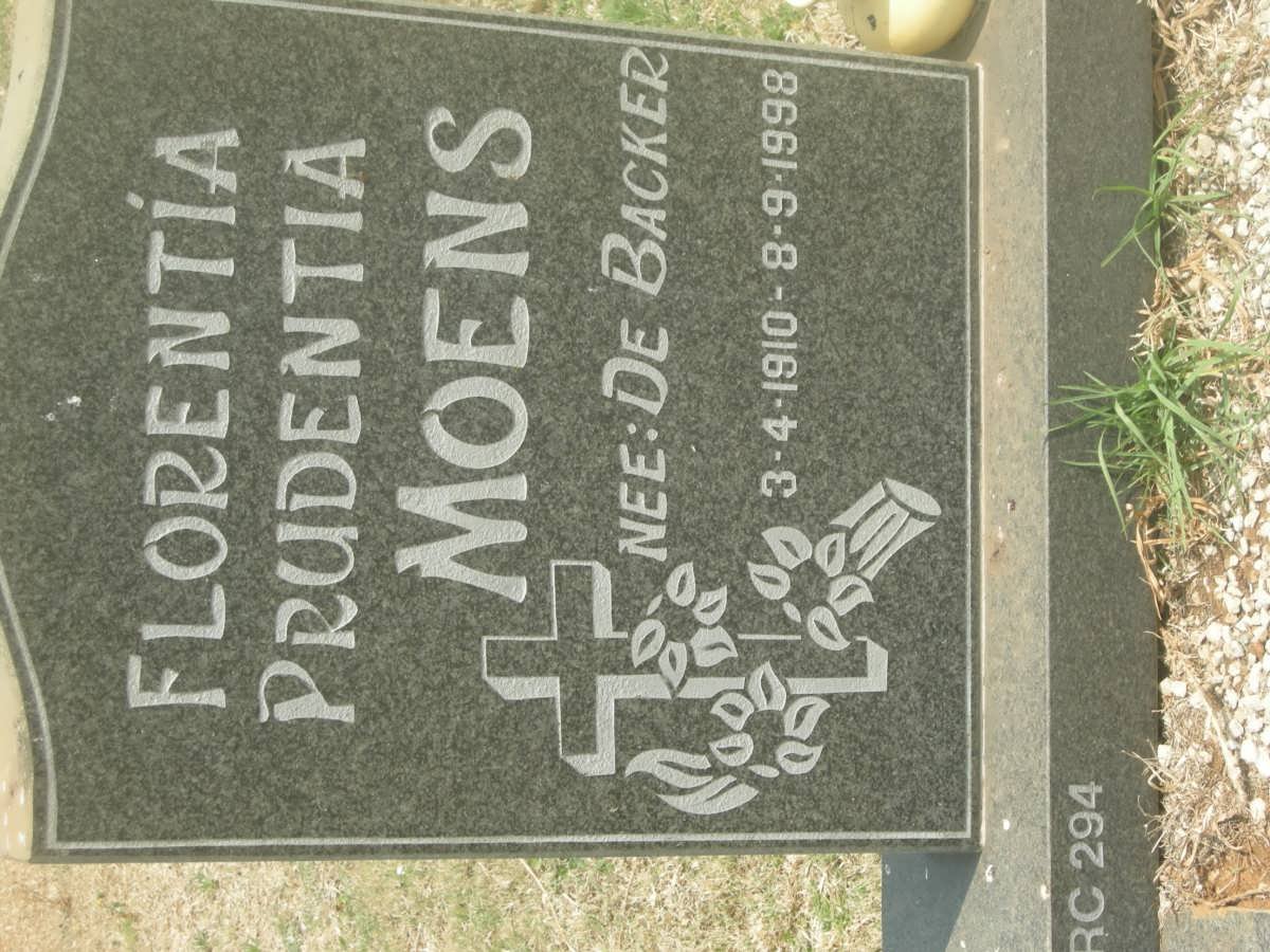 MOENS Florentia Prudentia nee DE BACKER 1910-1998