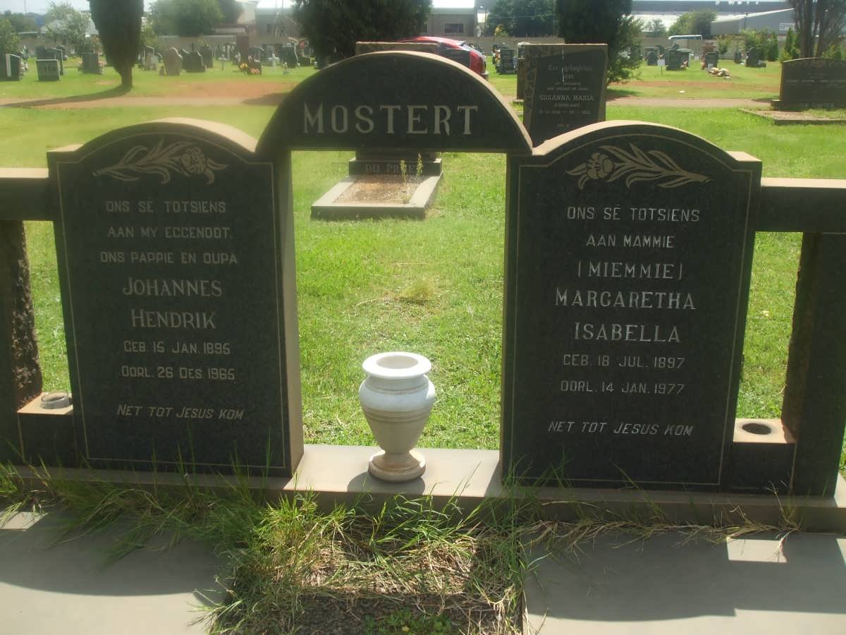 MOSTERT Johannes Hendrik 1895-1965 &amp; Margaretha Isabella 1897-1977