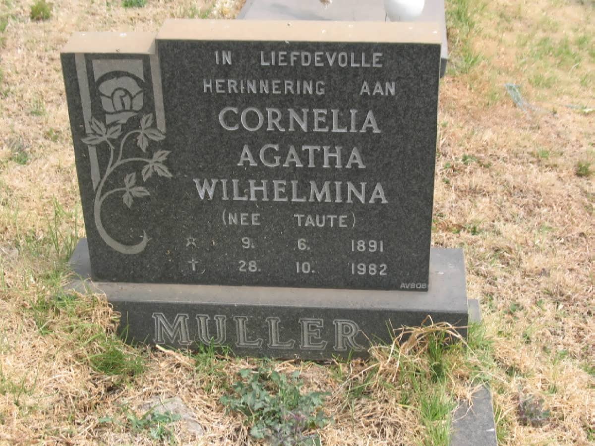 MULLER Cornelia Agatha Wilhelmina nee TAUTE 1891-1982