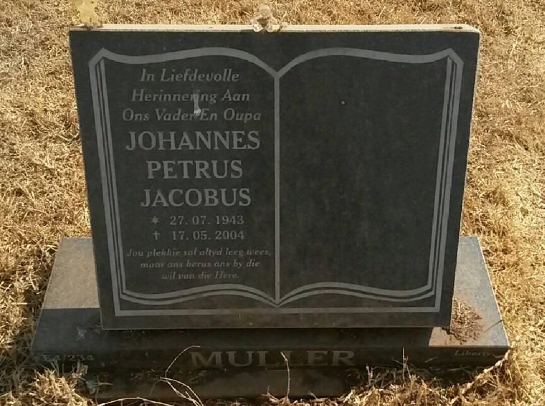 MULLER Johannes Petrus Jacobus 1943-2004