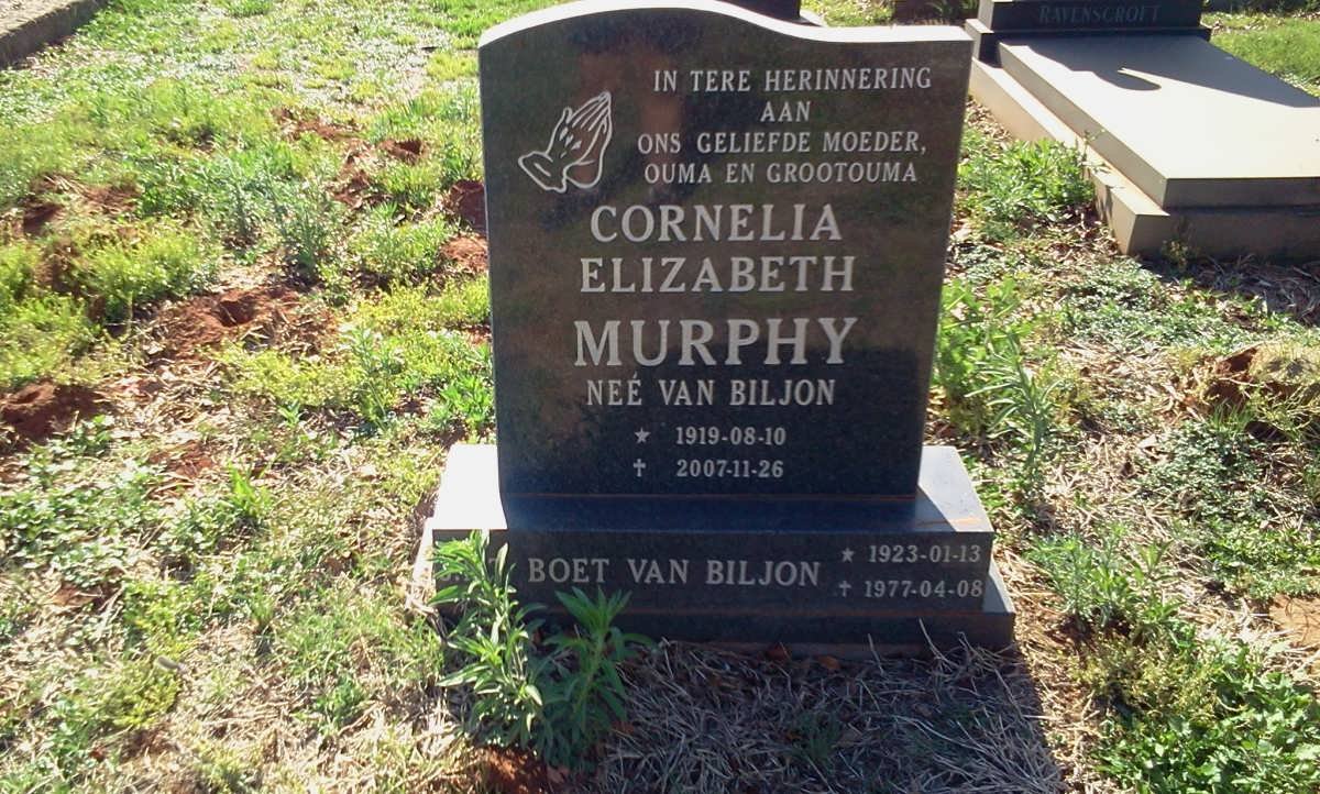 MURPHY Cornelia Elizabeth nee VAN BILJON 1919-2007 :: VAN BILJON Boet 1923-1977