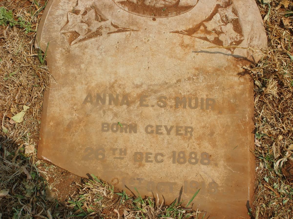 MUIR Anna E.S. nee GEYER 1888-1918
