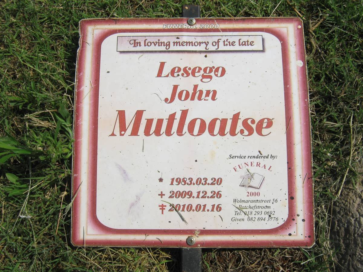 MUTLOATSE Lesego John 1983-2009