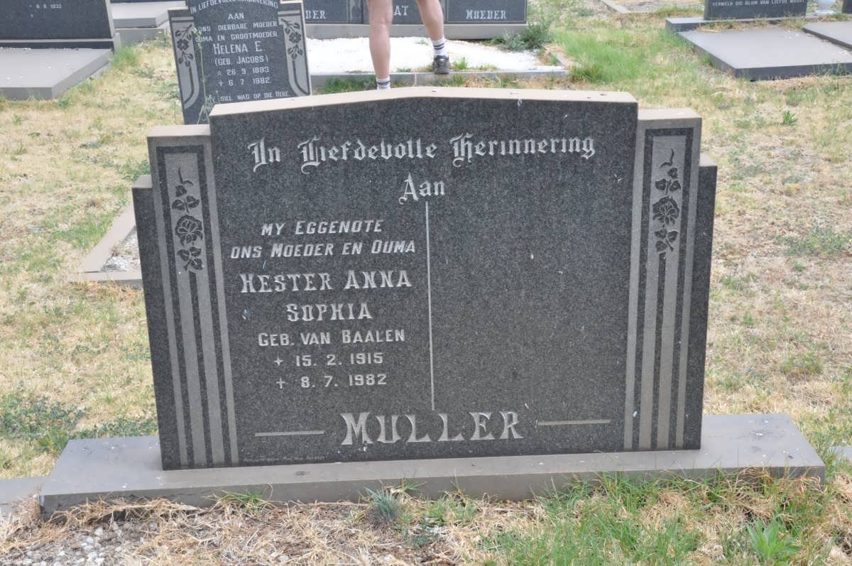 MULLER Hester Anna Sophia nee VAN BAALEN 1915-1982