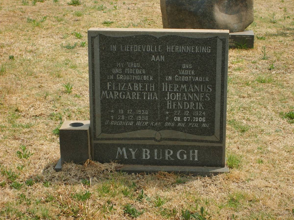 MYBURGH Hermanus Johannes Hendrik 1924-2006 &amp; Elizabeth Margaretha 1930-1998