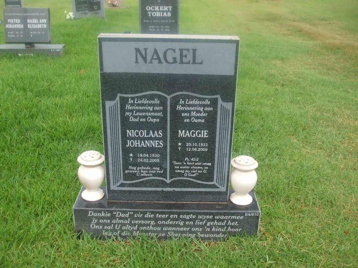 NAGEL Nicolaas Johannes 1930-2005 &amp; Maggie 1933-2009