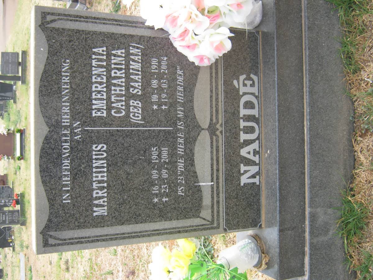 NAUDÉ Marthinus 1905-2001 &amp; Emerentia Catharina SAAIMAN 1910-2004