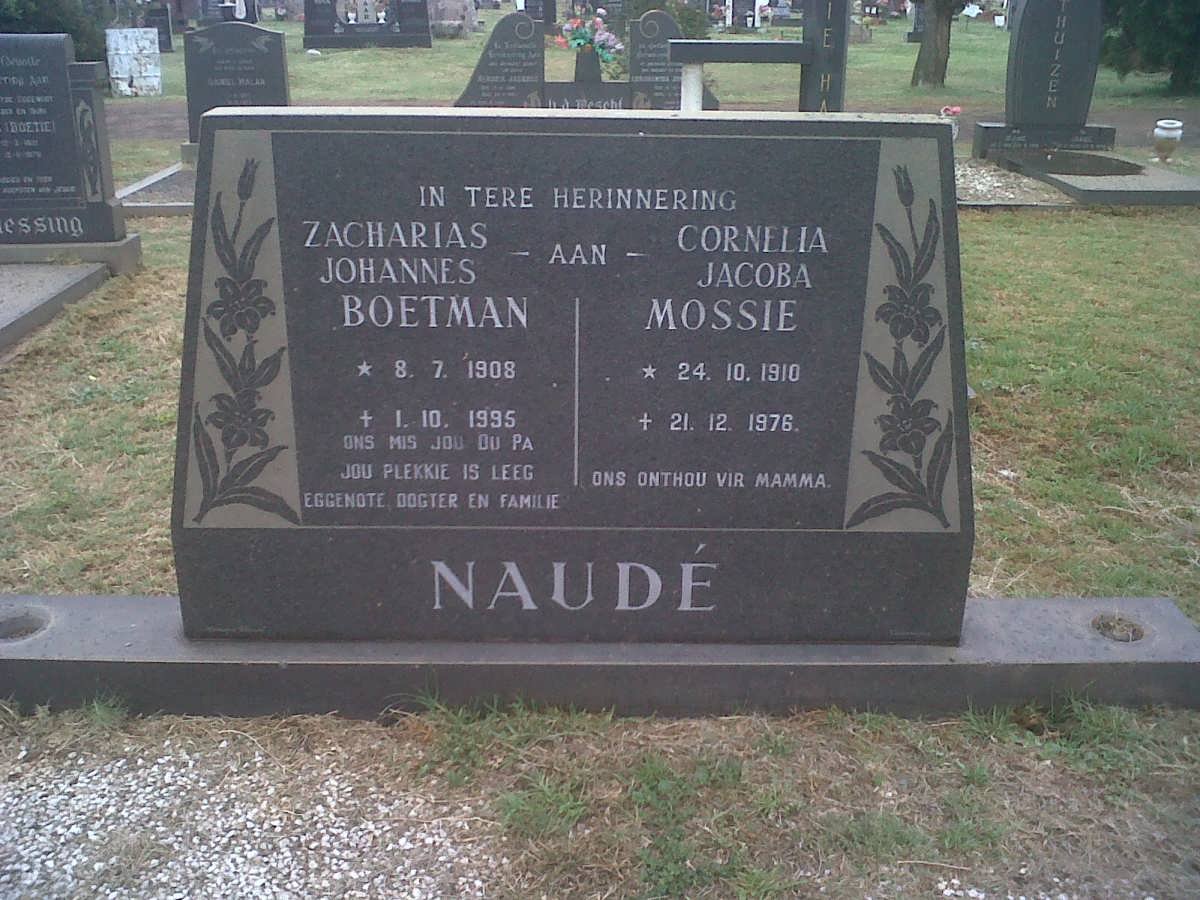NAUDÉ Zacharias Johannes 1908-1995 &amp; Cornelia Jacoba 1910-1976