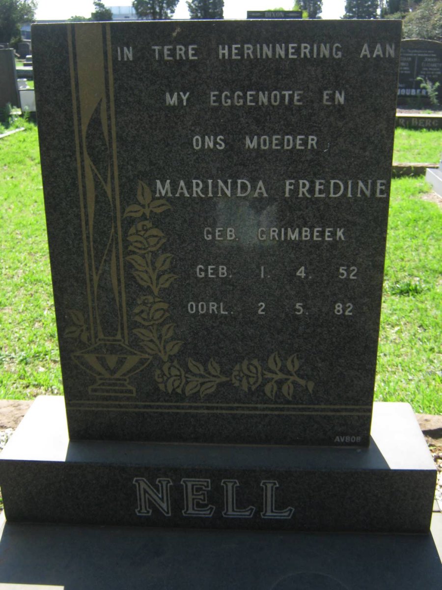 NELL Marinda Fredine nee GRIMBEEK 1952-1982