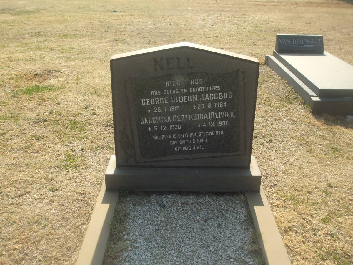 NELL George Gideon Jacobus 1919-1984 &amp; Jacomina Gertruida OLIVIER 1930-1990