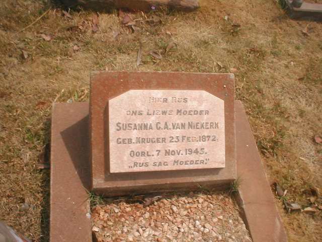 NIEKERK Susanna G.A., van nee KRUGER 1872-1945