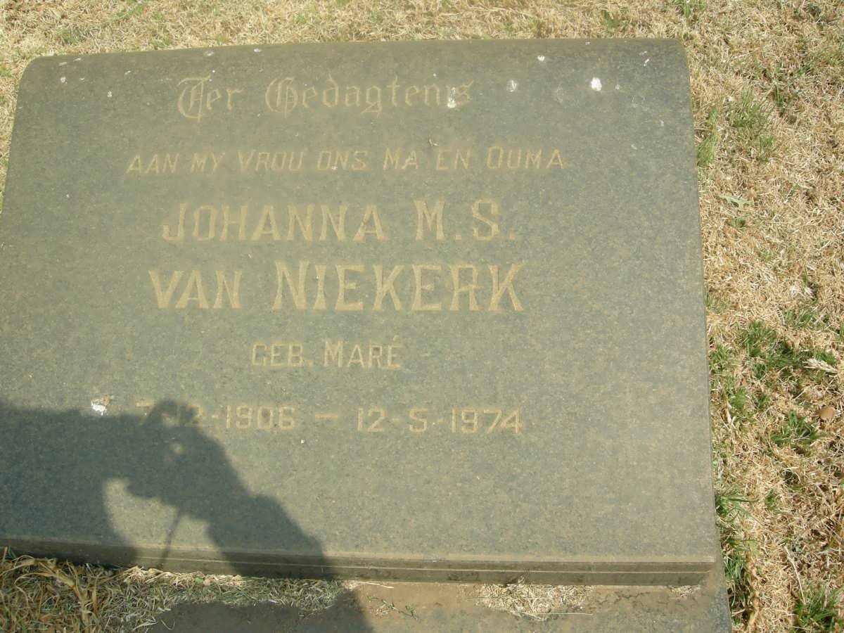 NIEKERK Johanna M.S., van nee MARÉ 1906-1974