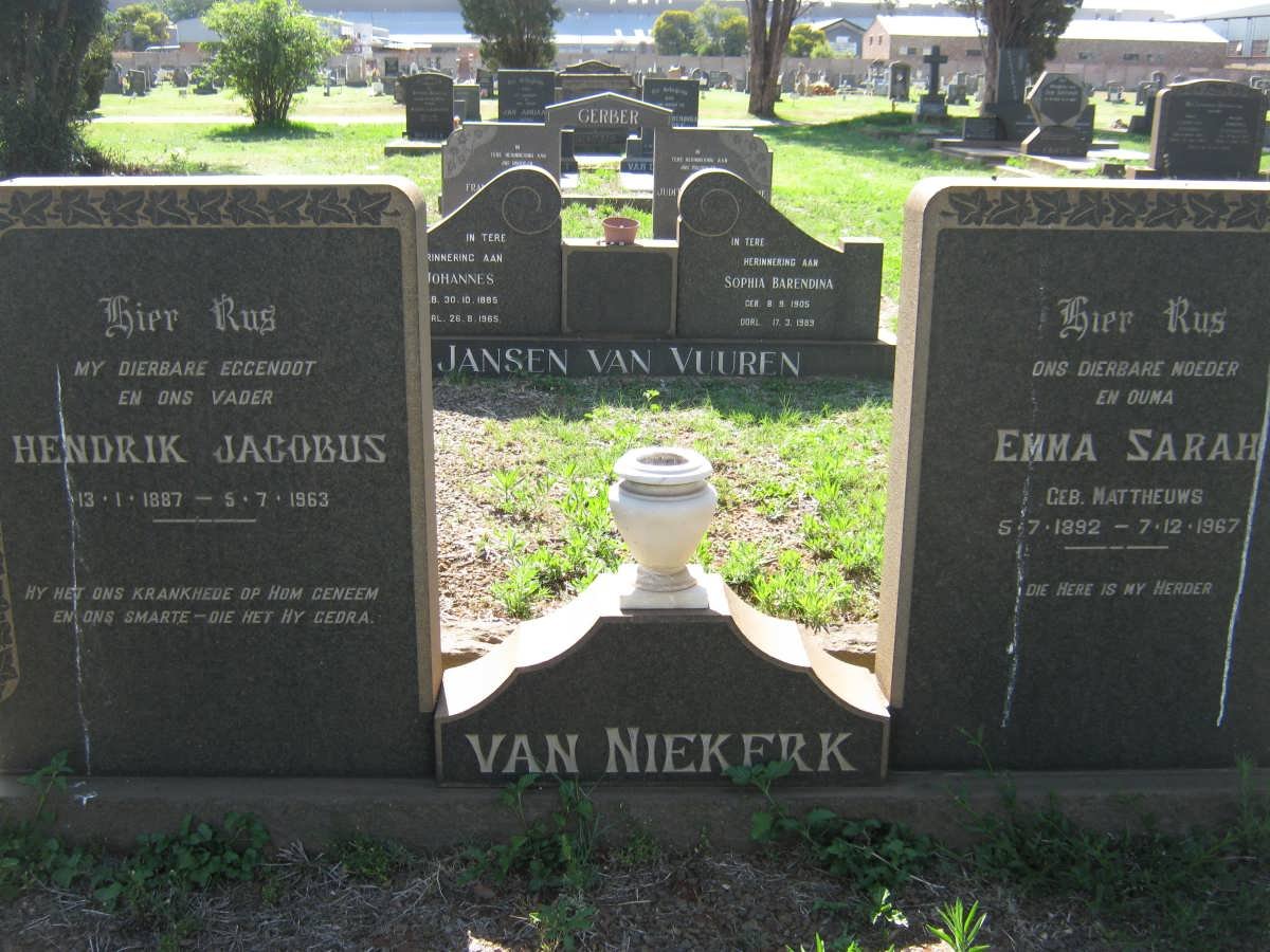 NIEKERK Hendrik Jacobus, van 1887-1963 &amp; Emma Sarah MATTHEUWS 1892-1967