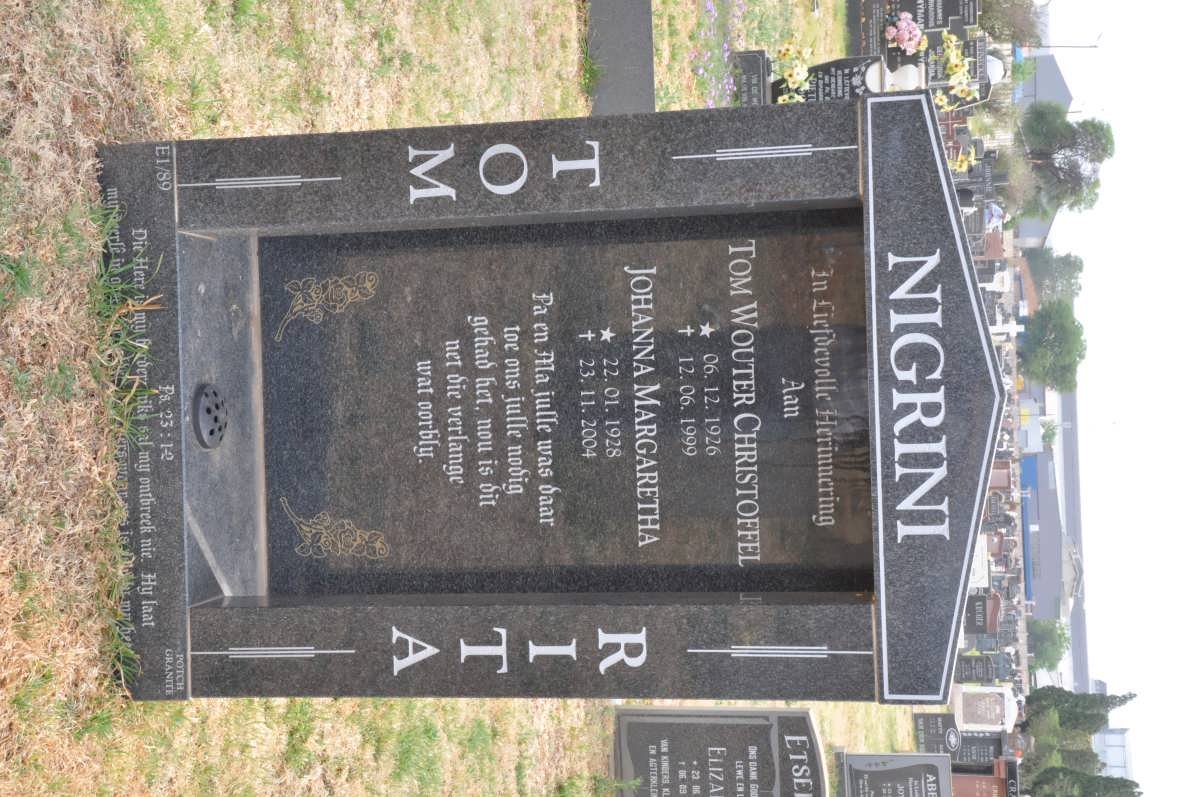 NIGRINI Tom Wouter Christoffel 1926-1999 Johanna Margaretha 1928-2004