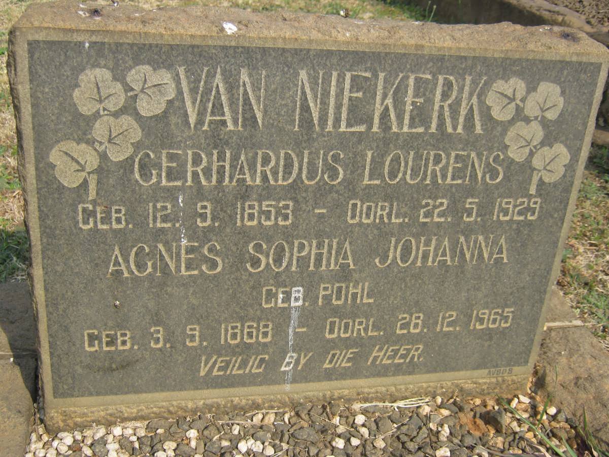 NIEKERK Gerhardus Lourens, van 1853-1929 &amp; Agnes Sophia Johanna POHL 1868-1965