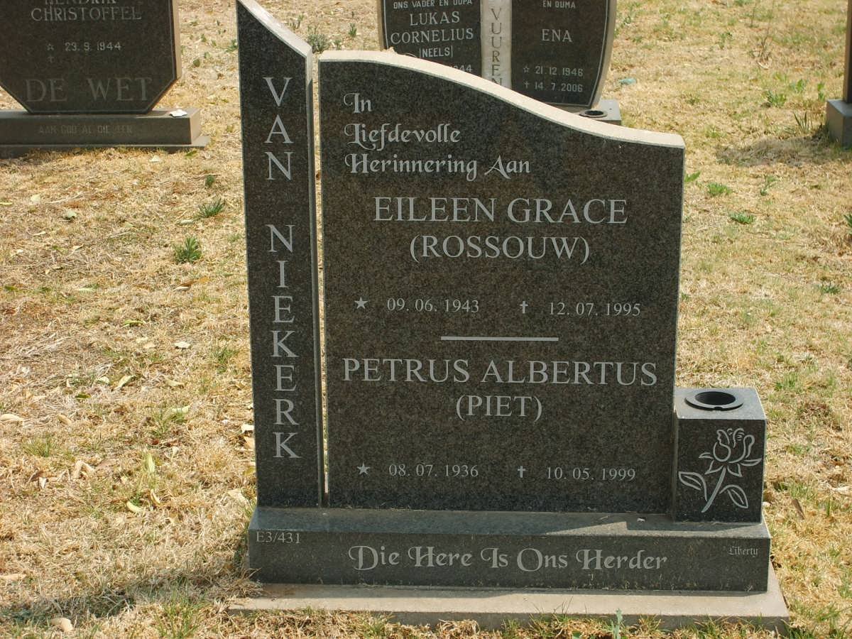 NIEKERK Petrus Albertus, van 1936-1999 &amp; Eileen Grace ROSSOUW 1943-1995