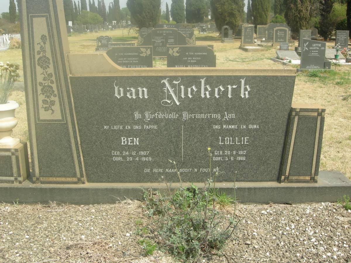 NIEKERK Ben, van 1907-1969 &amp; Lollie 1912-1986