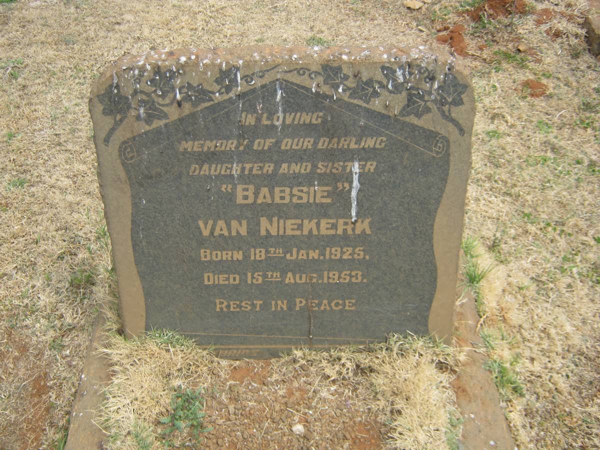 NIEKERK Babsie, van 1925-1953