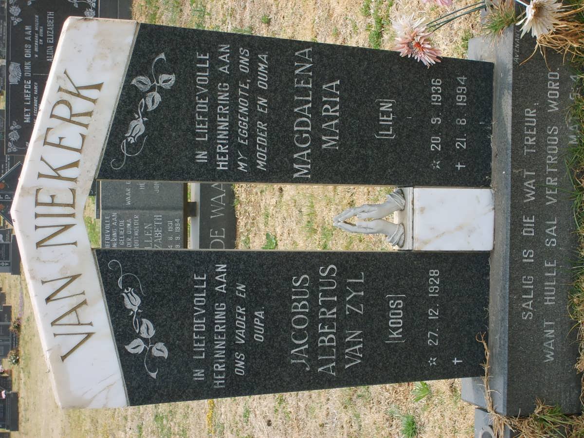 NIEKERK Jacobus Albertus Van Zyl, van 1928- &amp; Magdalena Maria 1936-1994