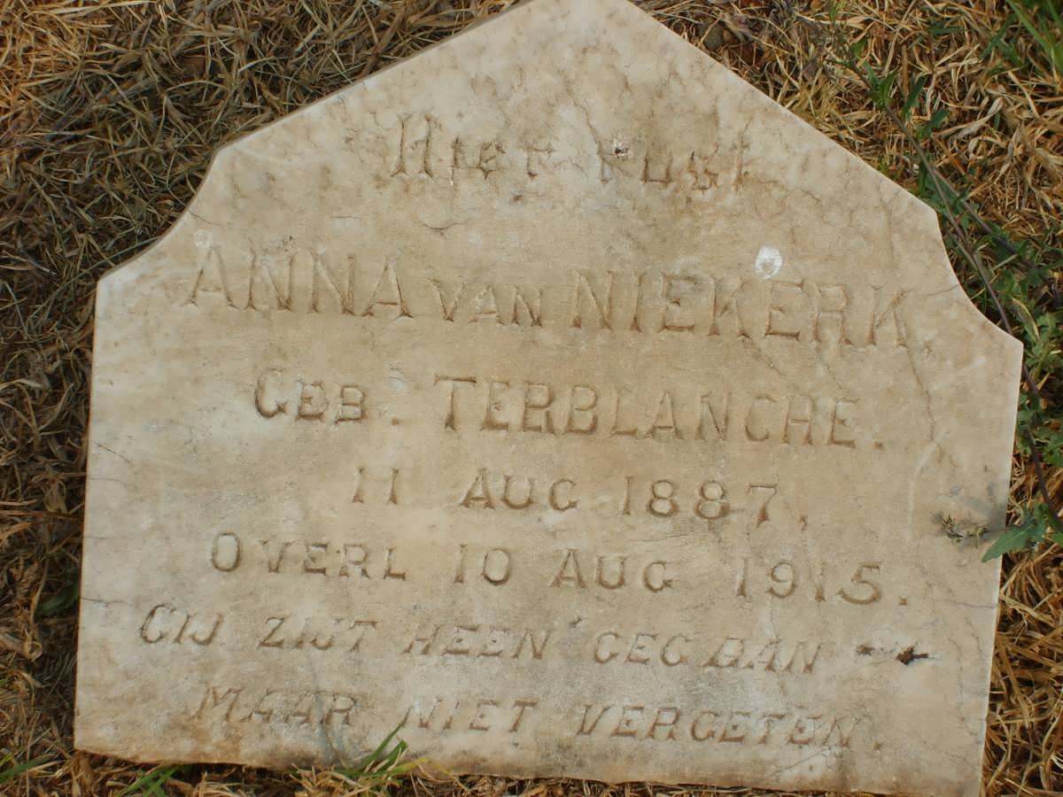 NIEKERK Anna, van nee TERBLANCHE 1887-1915