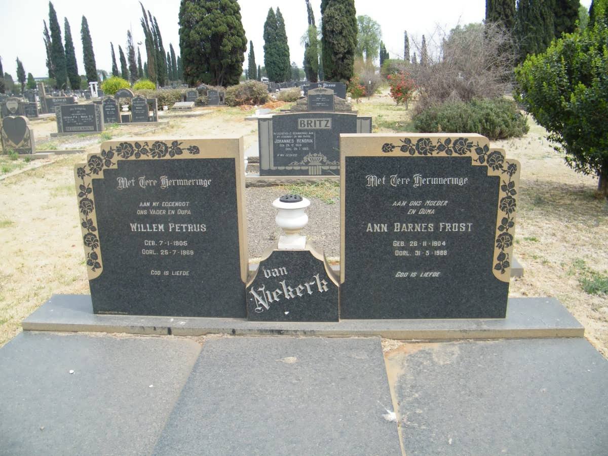 NIEKERK Willem Petrus, van 1905-1969 &amp; Ann Barnes Frost 1904-1988