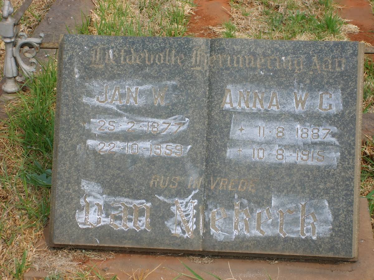 NIEKERK Jan W., van 1877-1959 &amp; Anna W.C. 1887-1915