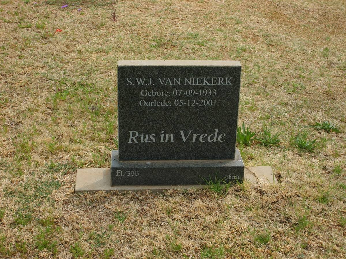 NIEKERK S.W.J., van 1933-2001