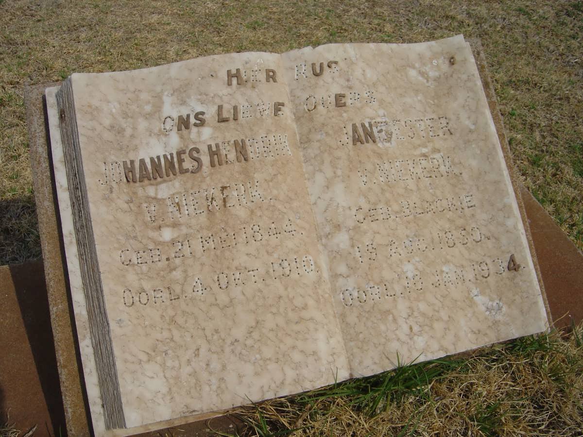 NIEKERK Johannes Hendrik, v. 1844-1910 &amp; Jane Ester BLACKIE 1850-1934