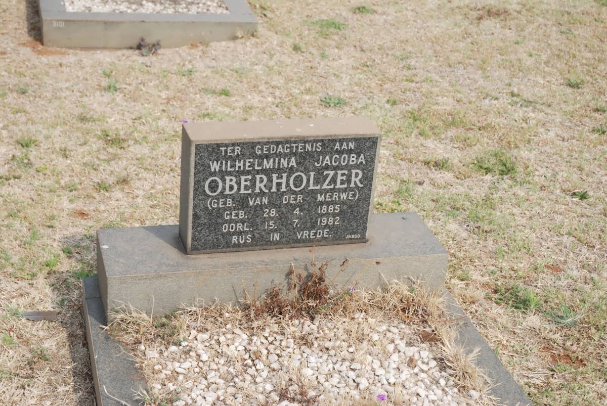 OBERHOLZER Wilhelmina Jacoba nee VAN DER MERWE 1885-1982