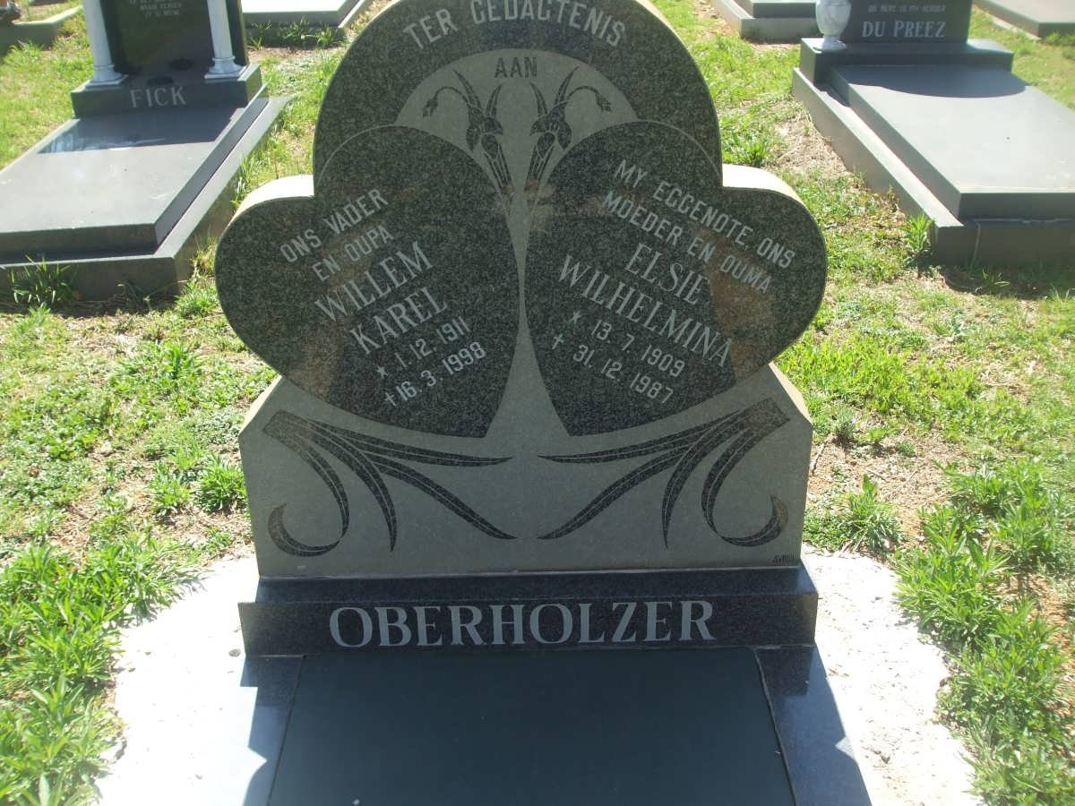 OBERHOLZER Willem Karel 1911-1998 &amp; Elsie Wilhelmina 1909-1987