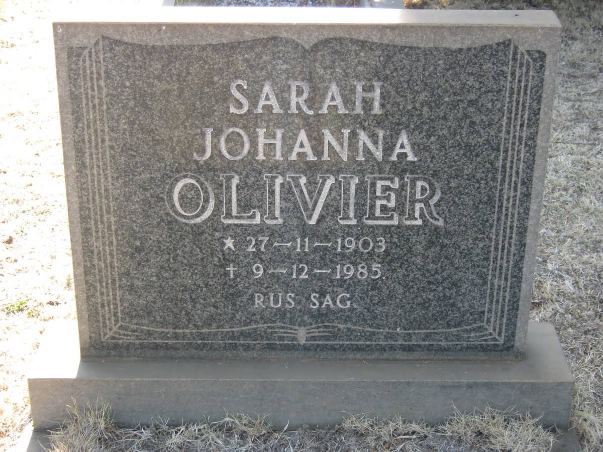 OLIVIER Sarah Johanna 1903-1985
