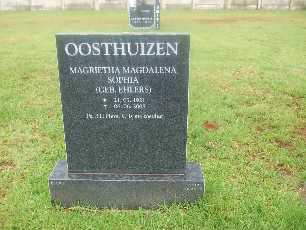 OOSTHUIZEN Magrietha Magdalena Sophia nee EHLERS 1921-2008