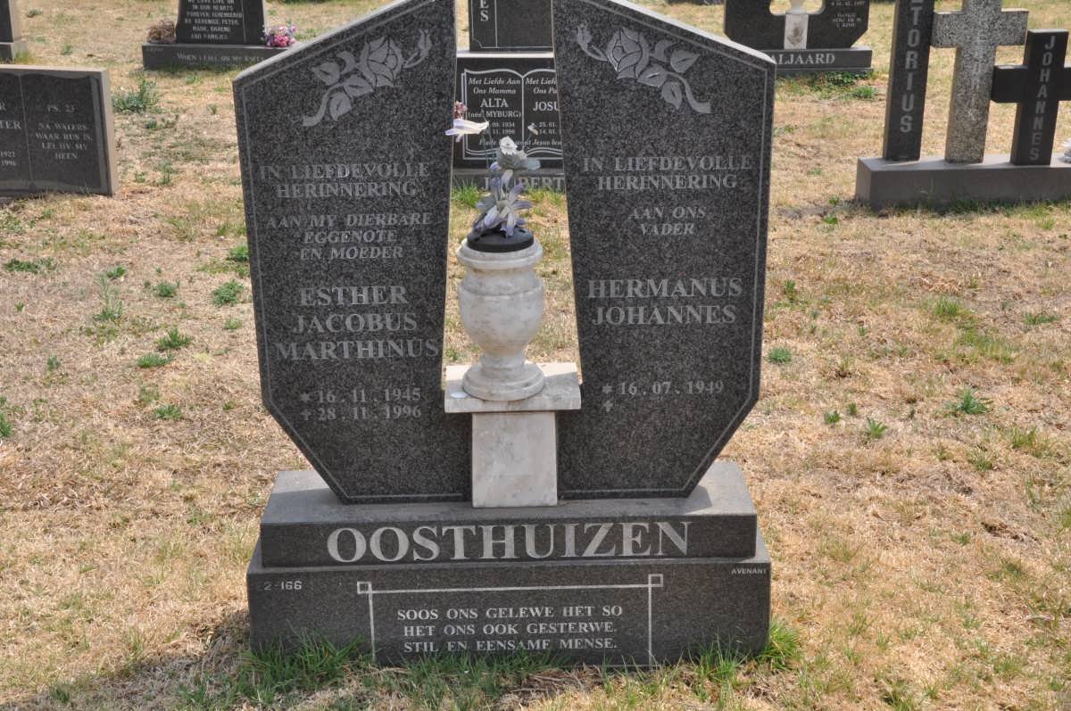OOSTHUIZEN Hermanus Johannes 1949- &amp; Esther Jacobus Marthinus 1945-1996