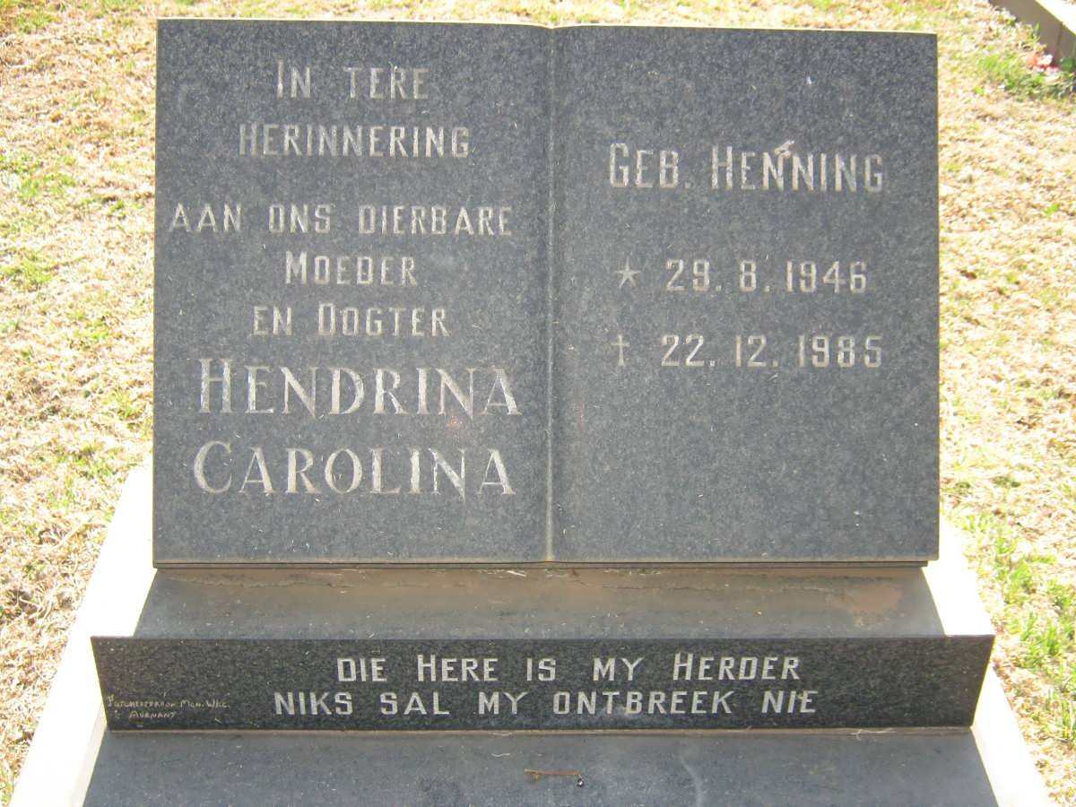 OOSTHUIZEN Hendrina Carolina nee HENNING 1946-1985