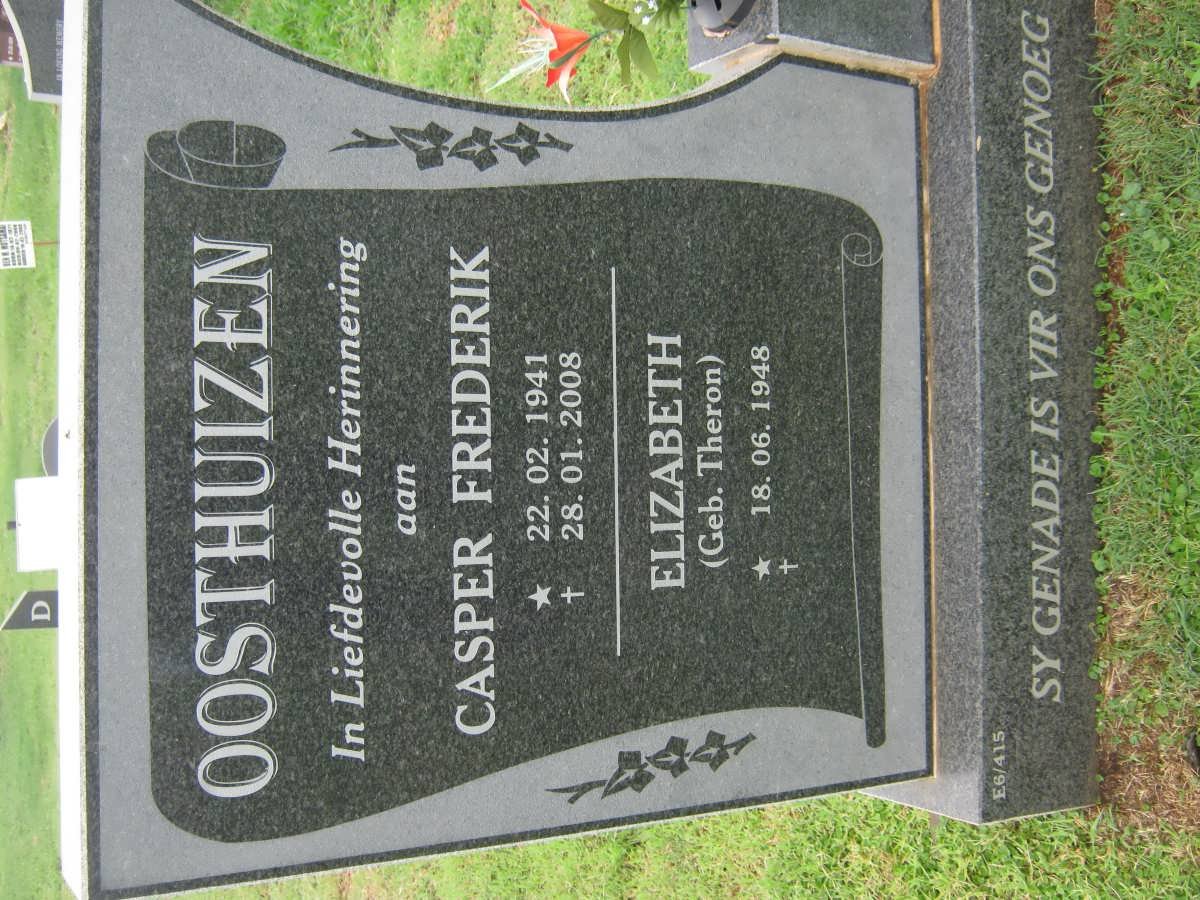 OOSTHUIZEN Casper Frederik 1941-2008 &amp; Elizabeth THERON 1948-