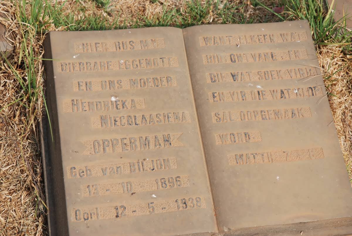 OPPERMAN Hendrieka Niecolaasiena nee VAN BILJON 1896-1938