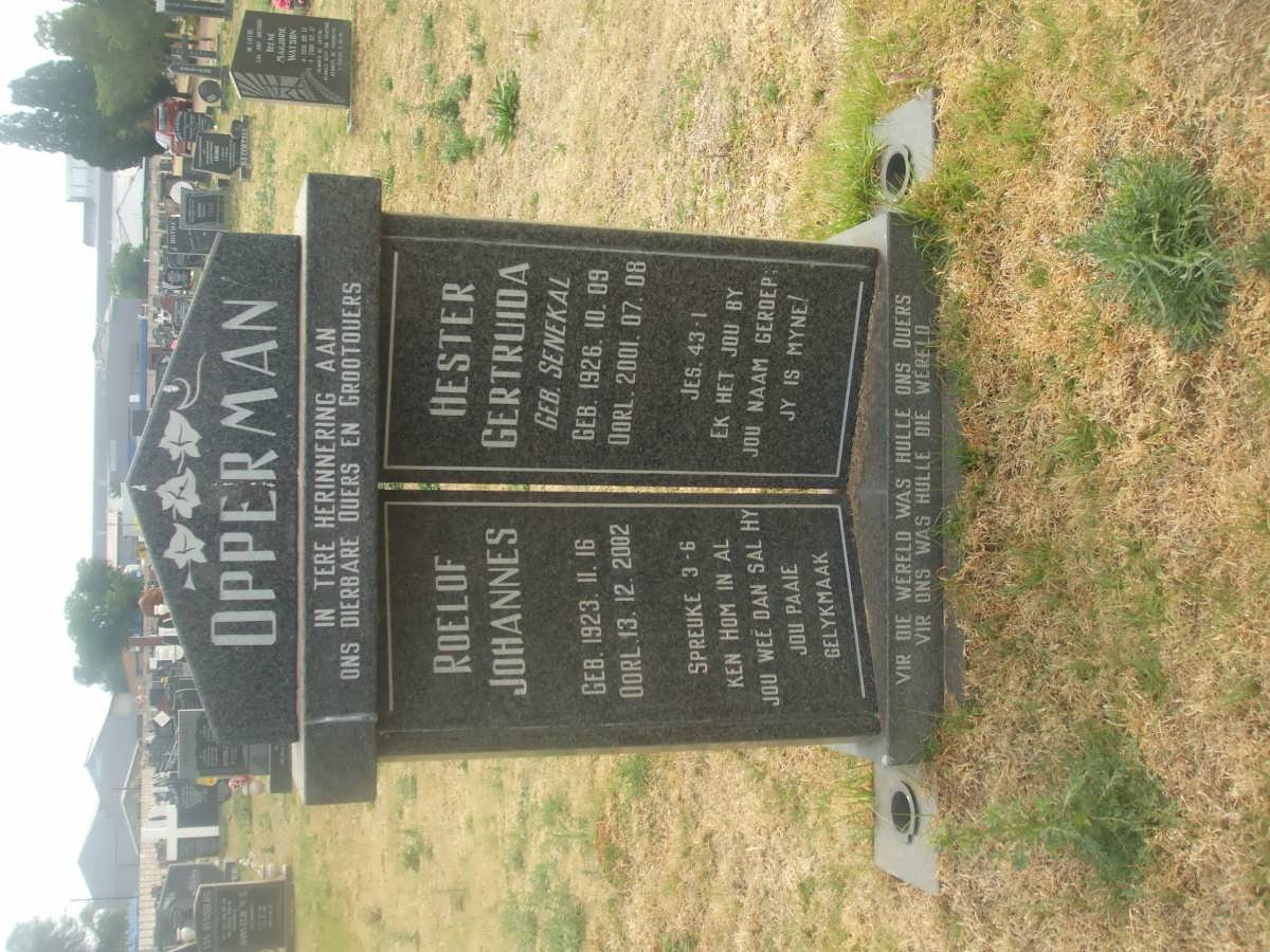 OPPERMAN Roelof Johannes 1923-2002 &amp; Hester Gertruida SENEKAL 1926-2001