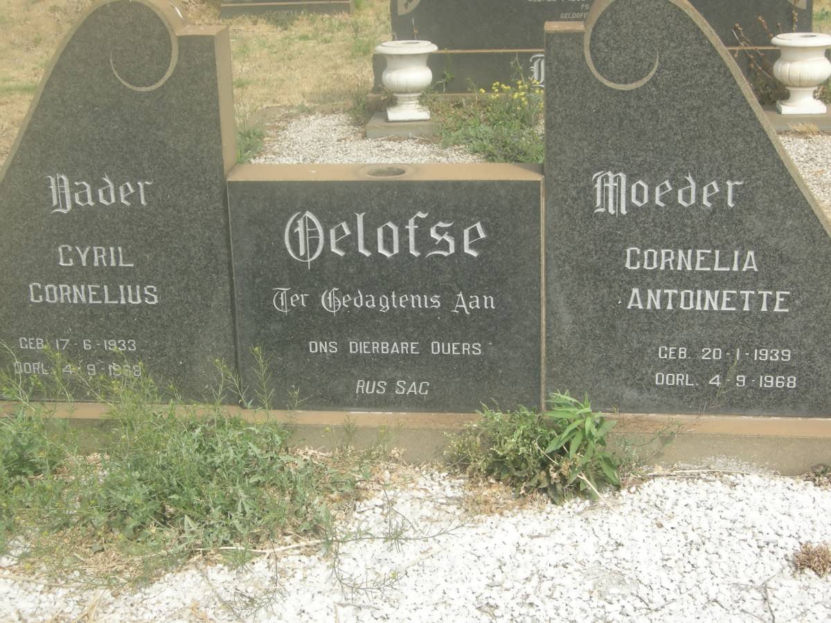 OELOFSE Cyril Cornelius 1933-1968 &amp; Cornelia Antoinette 1939-1968
