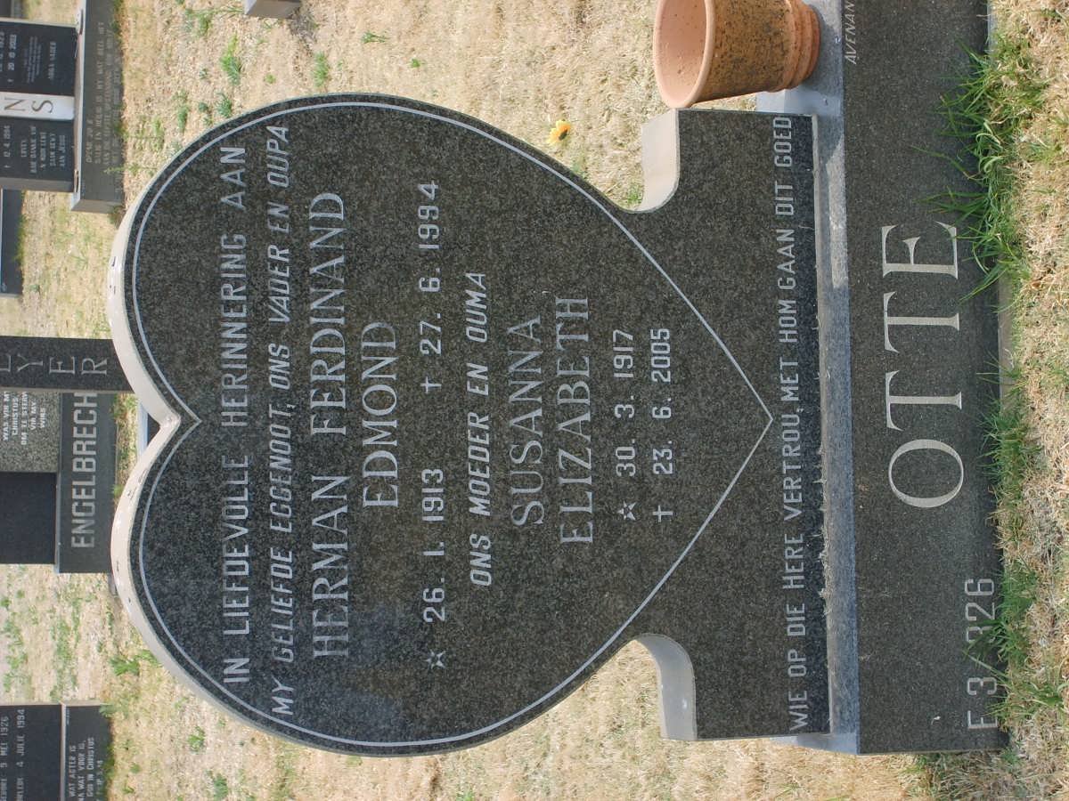 OTTE Herman Ferdinand Edmond 1913-1994 &amp; Susanna Elizabeth 1917-2005