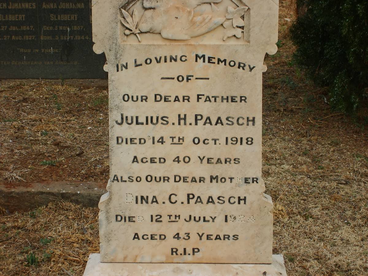 PAASCH Julius H. -1918 &amp; Dina C. -1924
