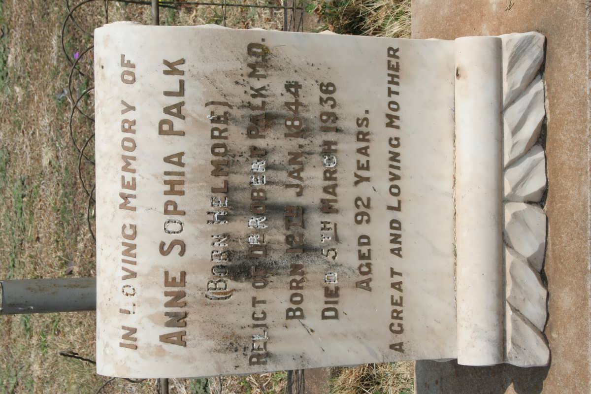 PALK Anne Sophia nee HELMORE 1844-1936