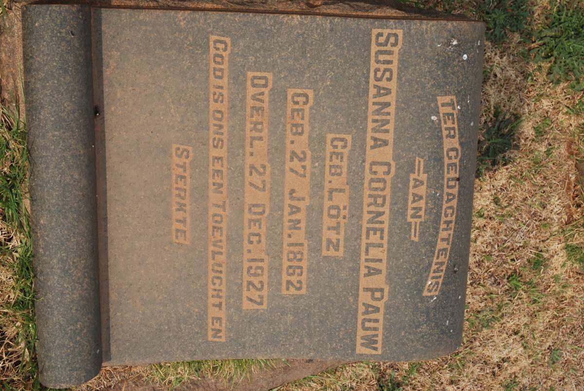 PAUW Susanna Cornelia nee LÖTZ 1862-1927