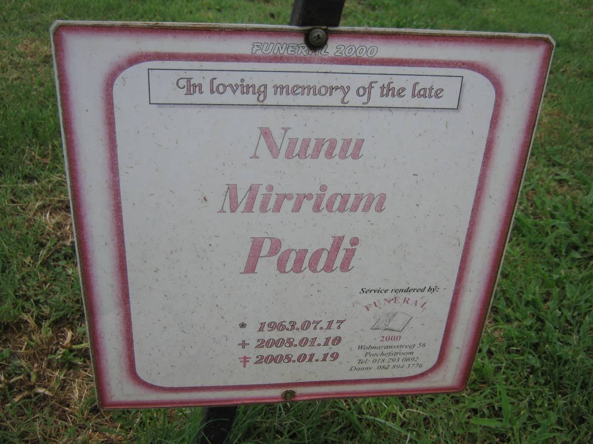 PADI Nunu Mirriam 1963-2008