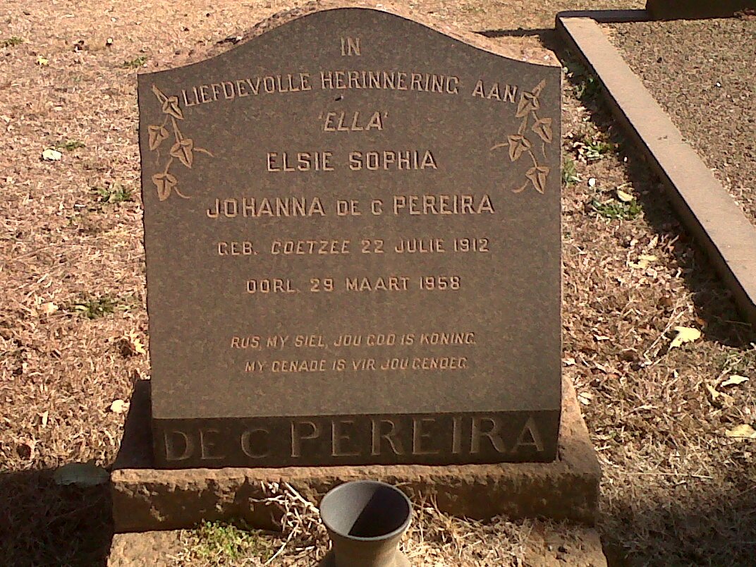 PEREIRA Elsie Sophia Johanna, de C. nee COETZEE 1912-1958