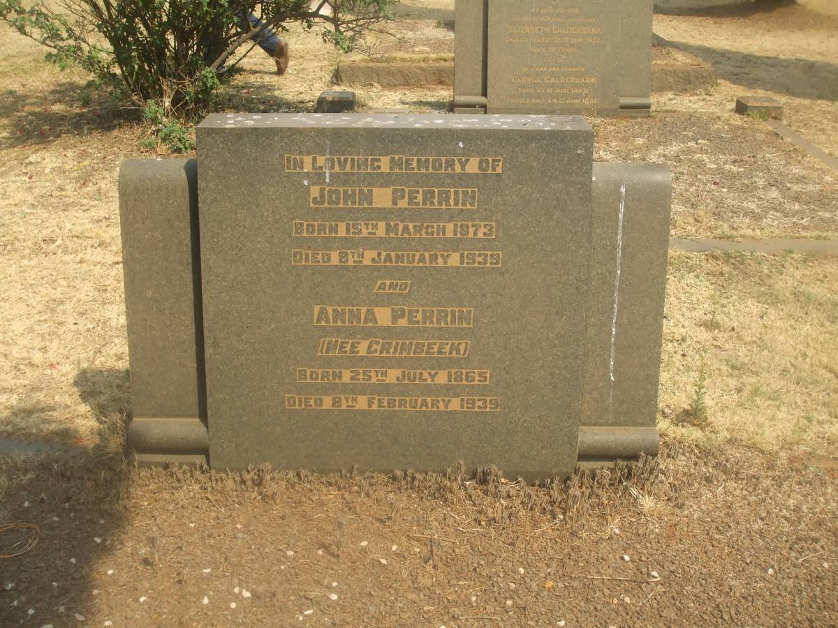PERRIN John 1873-1939 &amp; Anna GRIMBEEK 1865-1939